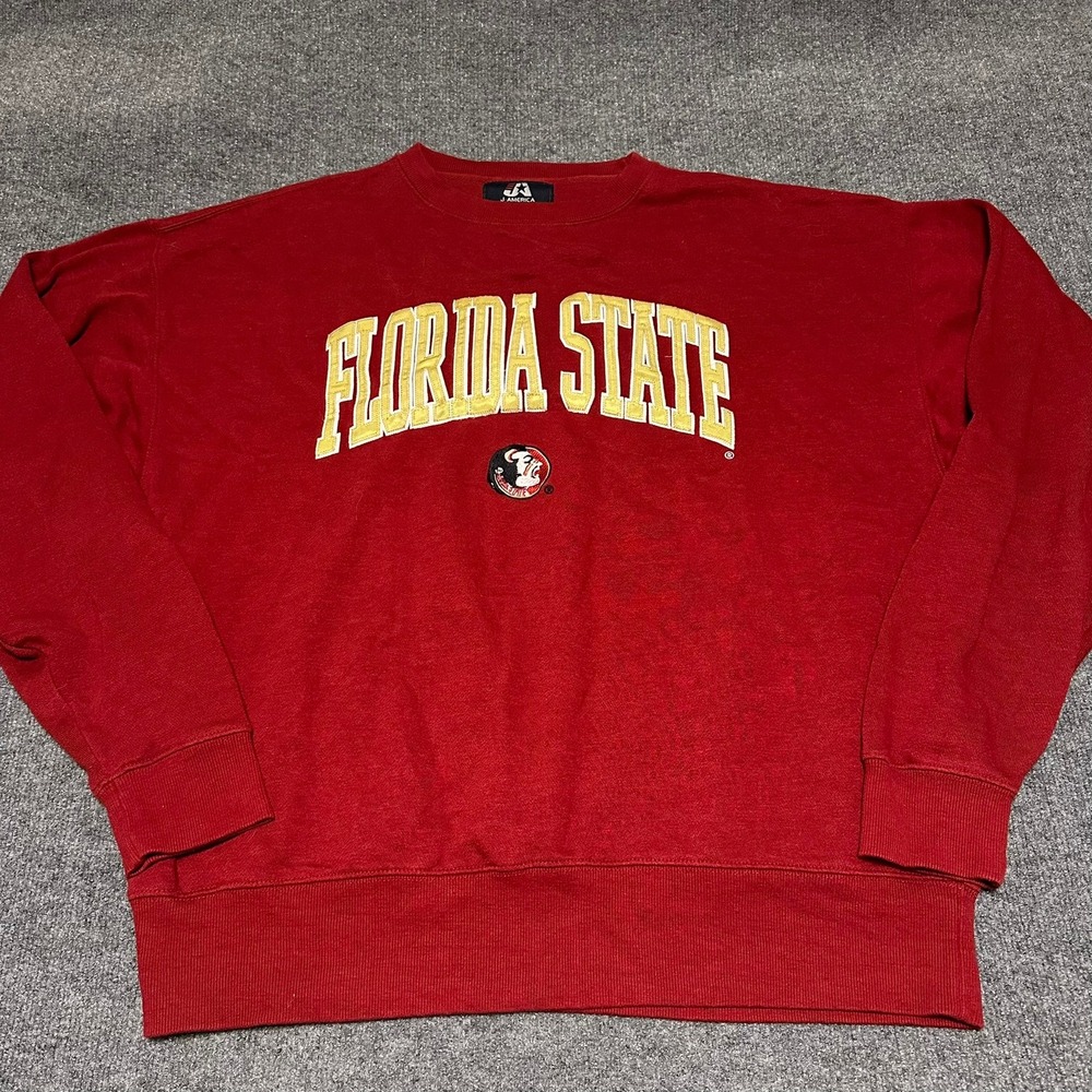 Florida State Seminoles J America Crewneck Sweatshirt Red 2XL NCAA Collegiate